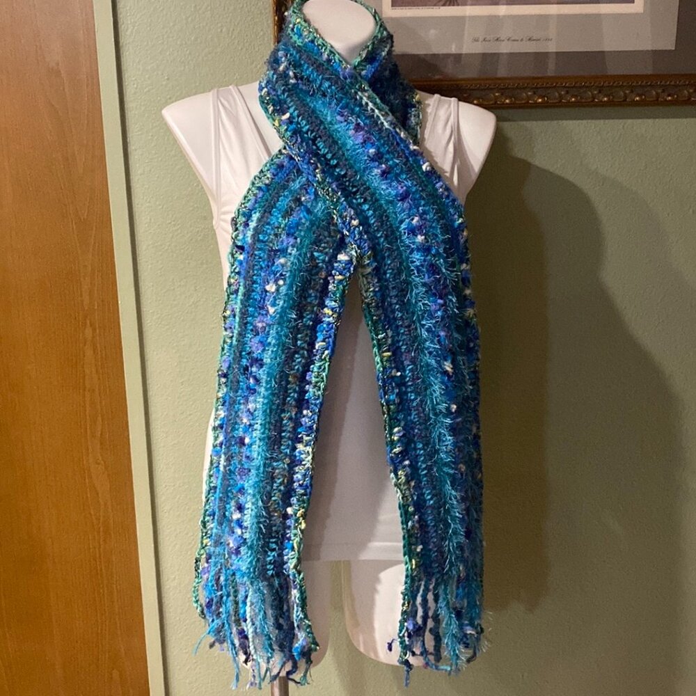 Handmade Gypsy, Bohemian, Boho, Scarf in Turquoise, Blues, Sparkles, and More!